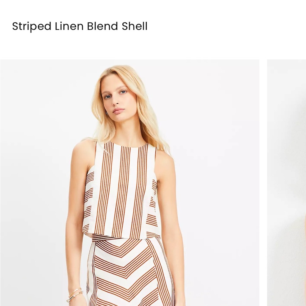 LOFT Cream and Brown Striped Top